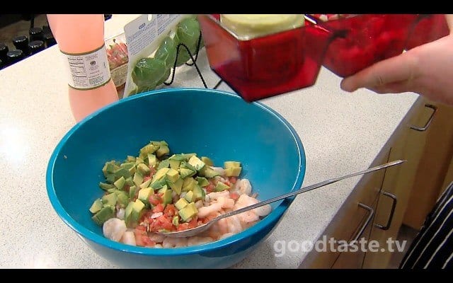 Warm Prickly Pear Shrimp Ceviche