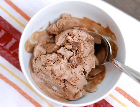 Peanut Butter Cup Ice Cream and Snickers Bar Sauce