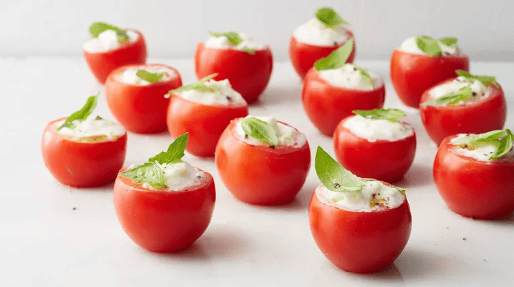 burrata stuffed tomatoes