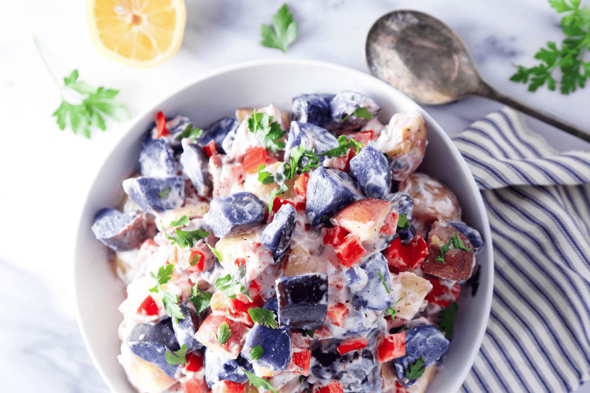 061324 red white and blue potato salad