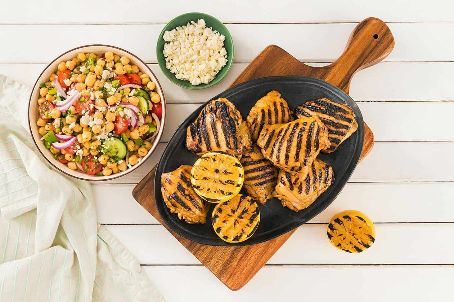 s10e7 grilled lemon garlic chicken with chickpea salad